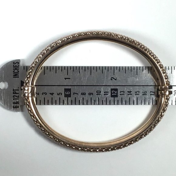 Textured Rose Gold Over Sterling Silver Italian Mesh Bangle Bracelet - Picture 6 of 6